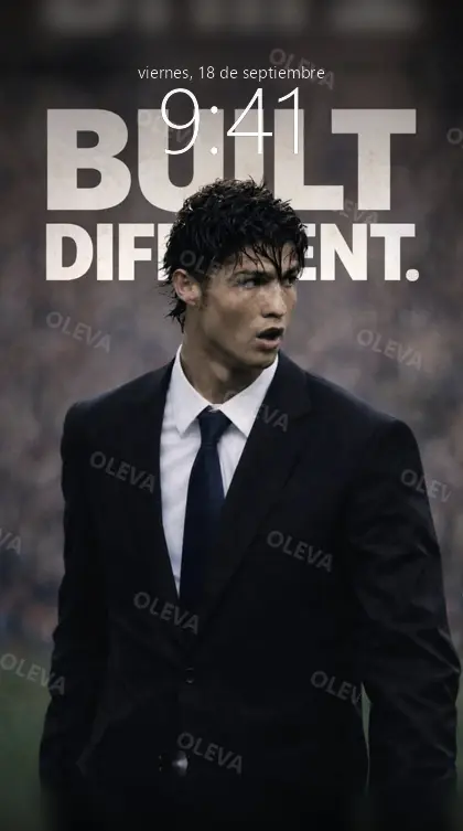 Versión de móvil: Póster vertical con la frase «Built different»