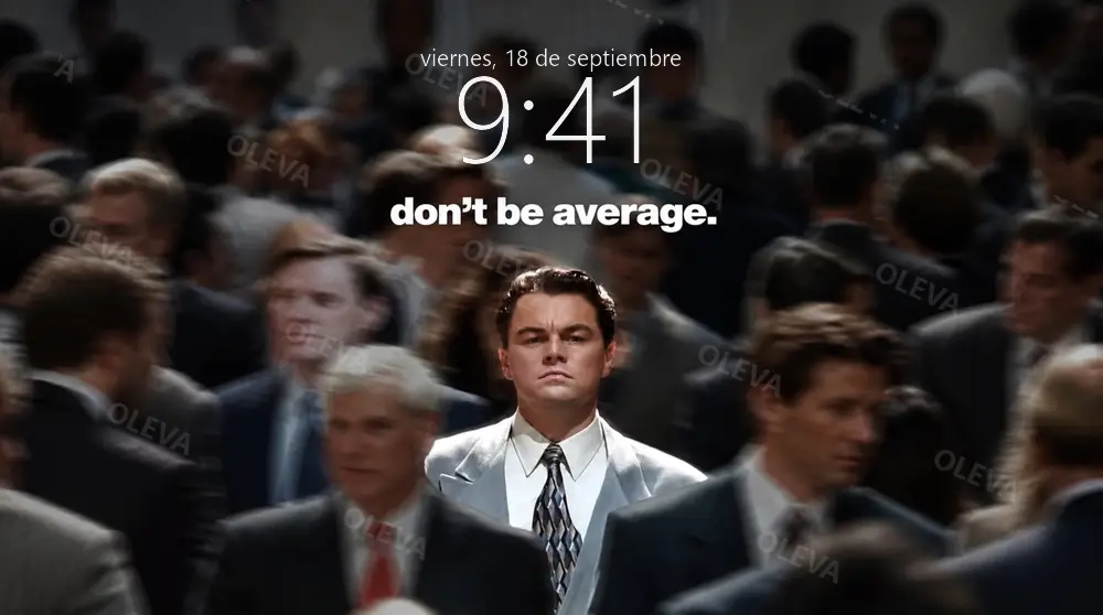 Póster vertical con la frase «Don't be average»