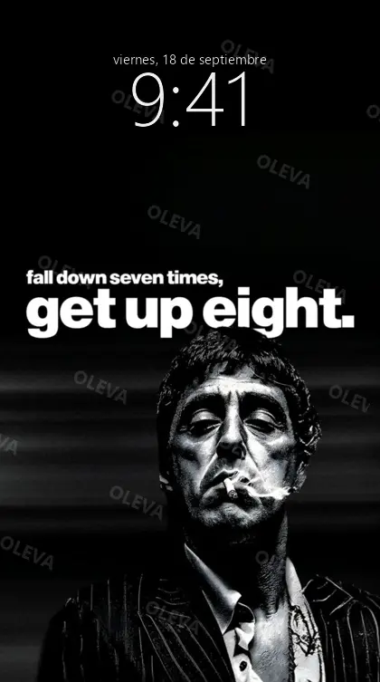 Versión de móvil: Póster vertical con la frase «Get up eight»