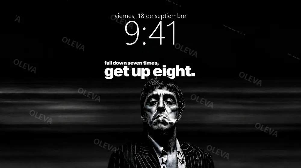 Póster vertical con la frase «Get up eight»