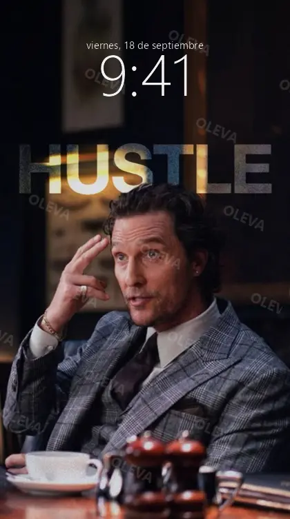 Versión de móvil: Póster vertical con la frase «Hustle»