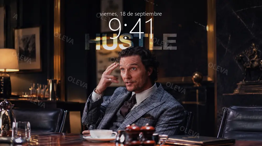 Póster vertical con la frase «Hustle»