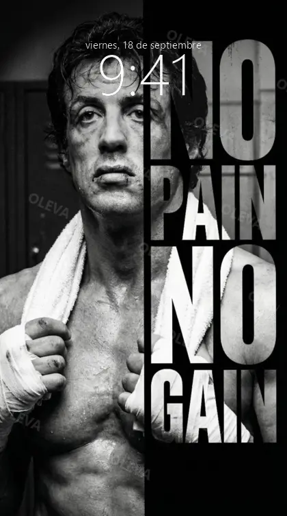 Versión de móvil: Póster vertical con la frase «No pain, no gain»