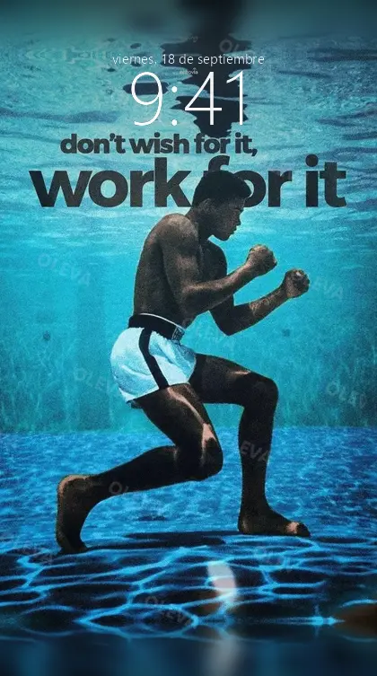 Versión de móvil: Póster vertical con la frase «Work for it»